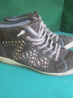 Vintage Leather Suede Josef Siebel Studded High Top Sneakers - Size 42 Mens